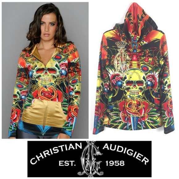 Christian Audigier Tops - Christian Audigier Women's Sz M Embroidered Hoodie